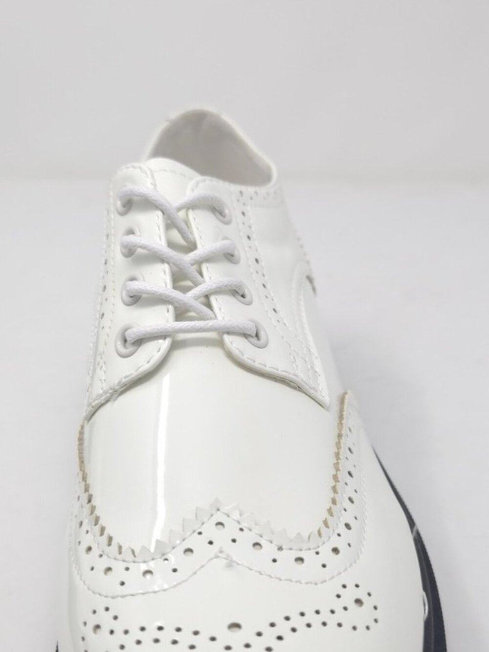 White Chunky Faux Leather Platform Oxford Lace Up Lug Sole Brogue - Picture 7 of 10